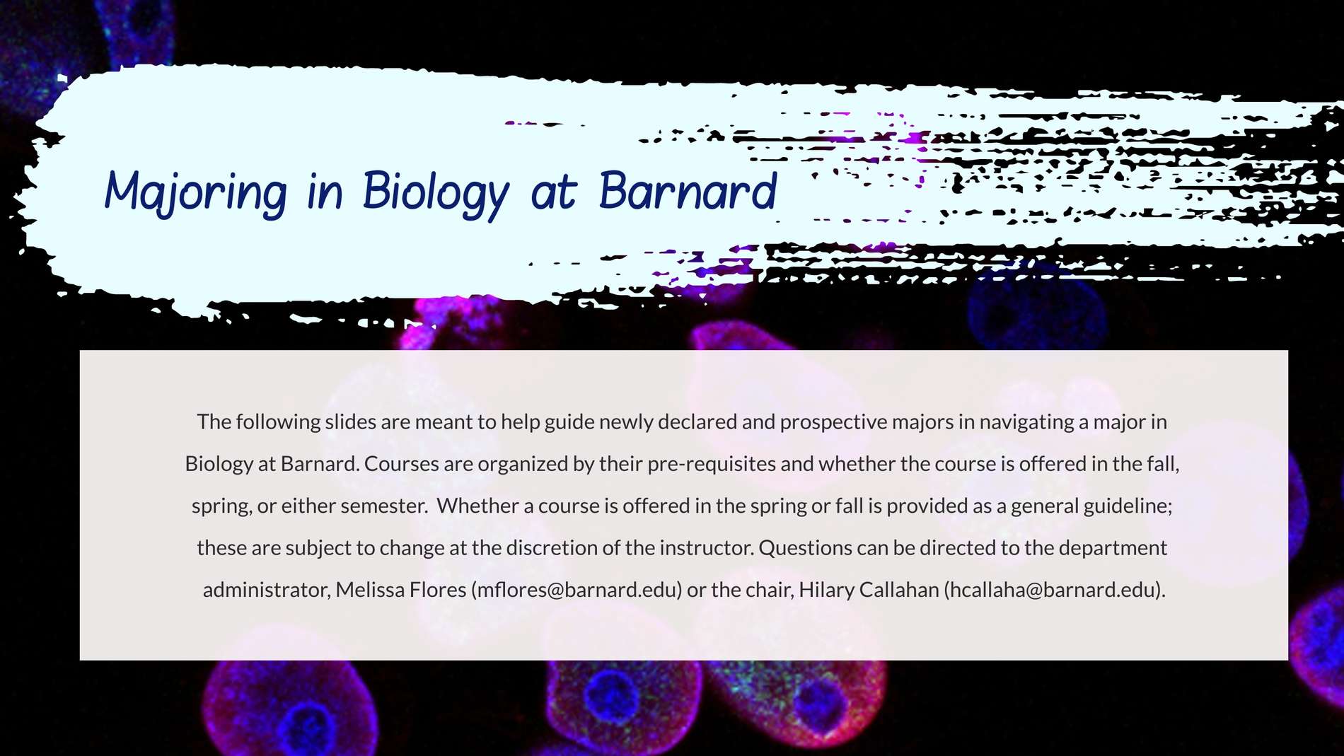Major Advising Barnard Biology